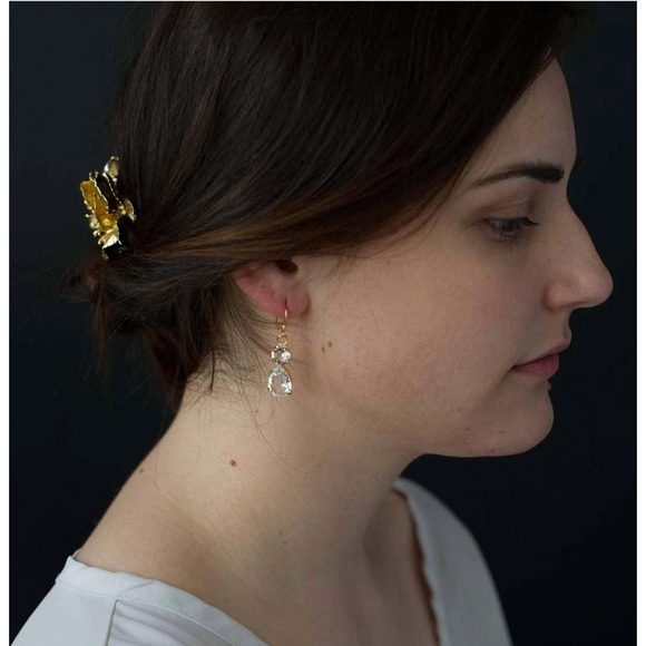 Twigs & Honey Extra Long‎ Bridal Crystal Hair Vine & Pear Drop Earrings Combo